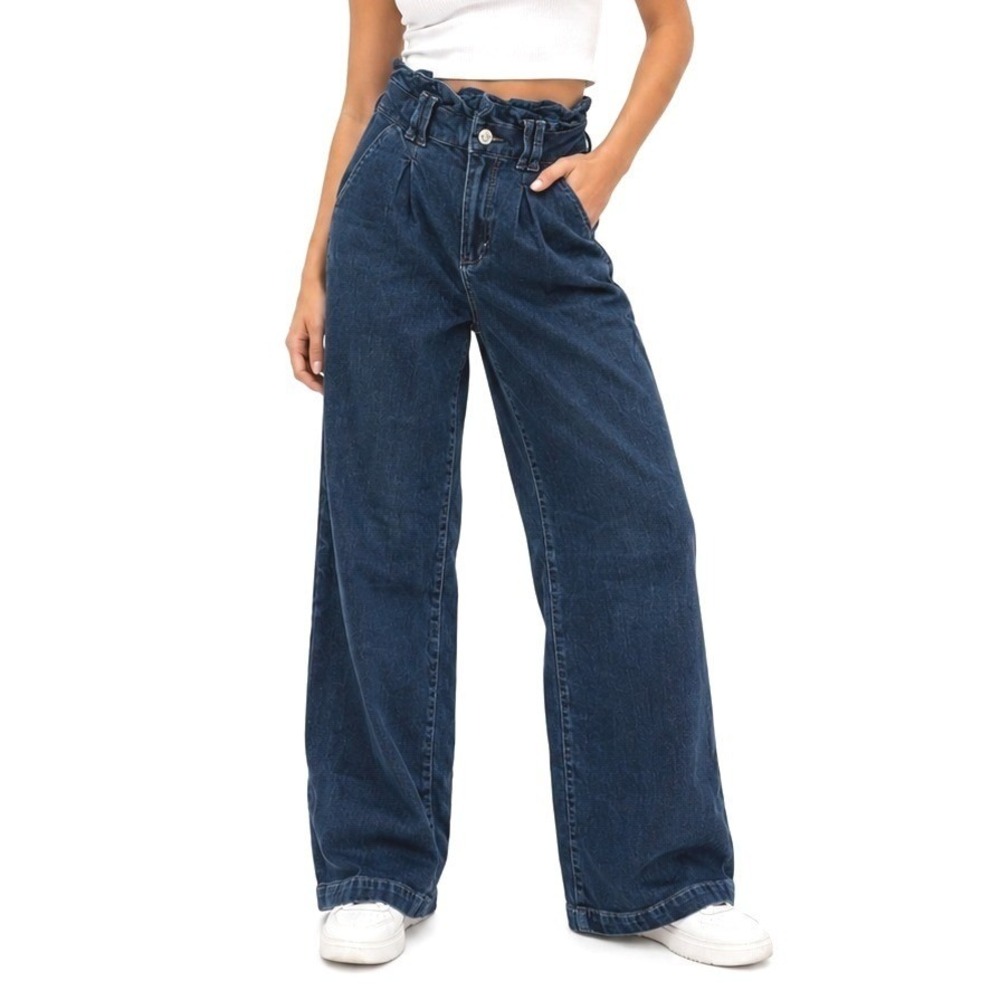 PAIGE Harper Jeans Womens 23 Blue Wide Leg Paperbag Waist High Rise Baltimore